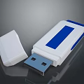 White And Blue USB Flash Drive With Removable Cap And Interface