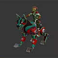 Game Movie Character Riding Green Red Mechanical Dog Mount With Star Patterns And Metal Legs
