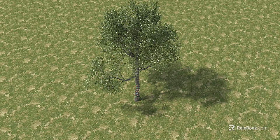 Kindergarten Natural Outdoor Play Area With Green Tree And Lush Grass Field 3d model 