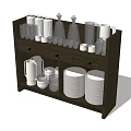 Modern Solid Wood Open-compartment Sideboard 3d model