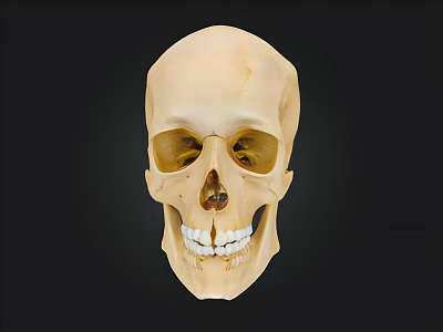 Detailed Human Skull Model With Natural Bone Color On Black Background For Medical Education 3d model