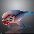 Cute Pink Blue Gradient Cartoon Whale With Open Mouth On Black Background Shiny Reflection