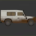 Vintage Military Off Road Vehicle With White Roof Rusty Body And Muddy Texture