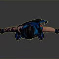 Shirtless Male Character With Intricate Tattoos Black Gloves Black Pants Blue Shoes And Blue Accents