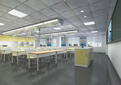 Modern laboratory tables and chairs experimental equipment school classroom desks and chairs desks 3d model