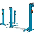 Blue Hydraulic Car Lifts For Vehicle Maintenance With Vertical Columns And Stable Base