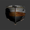 Vintage Boat Model With White Brown Exterior And Detailed Interior Structure