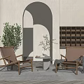 Modern leisure table and chair combination leisure chair corner combination 3d model