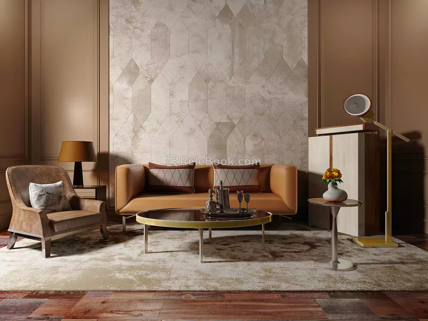 Modern sofa coffee table combination 3d model
