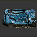 Vibrant Blue Travel Duffel Bag With Colorful Prints And Black Straps For Daily Use
