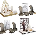 Elegant Jewelry Display Stands With Necklaces Rings Bracelets And Modern Showcase Designs