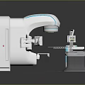Advanced Medical Device With White Exterior Blue Accents Treatment Table And Integrated Control Panel
