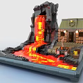 LEGO Toy Building Blocks Magma Lava Hell Scene Altar 3d model
