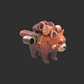 Red Panda Game Character With Backpack Pipes And Scrolls