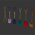 Assorted Color Hand Shovels As Essential Hardware Tools For Gardening And Construction 3d model