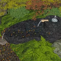 Tranquil Courtyard Garden With Stone Water Feature Flowing Water Ferns And Fallen Leaves