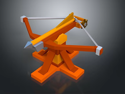 Ancient Orange Medieval Siege Weapon With Wooden Frame And Projectile Launcher 3d model