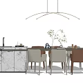 Modern Dining Table and Chair Combination Bar Table and Chair Combination Chandelier 3d model