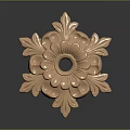 Golden Carved Flower Ornament With Intricate Petal Design And Center Hole