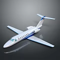 White And Blue Private Jet Model With Smooth Surface On Gray Background 3d model