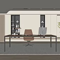 Study desk and chair combination 3d model