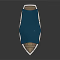Traditional Wooden Boat Featuring Blue Cover White Hull And Wooden Seats