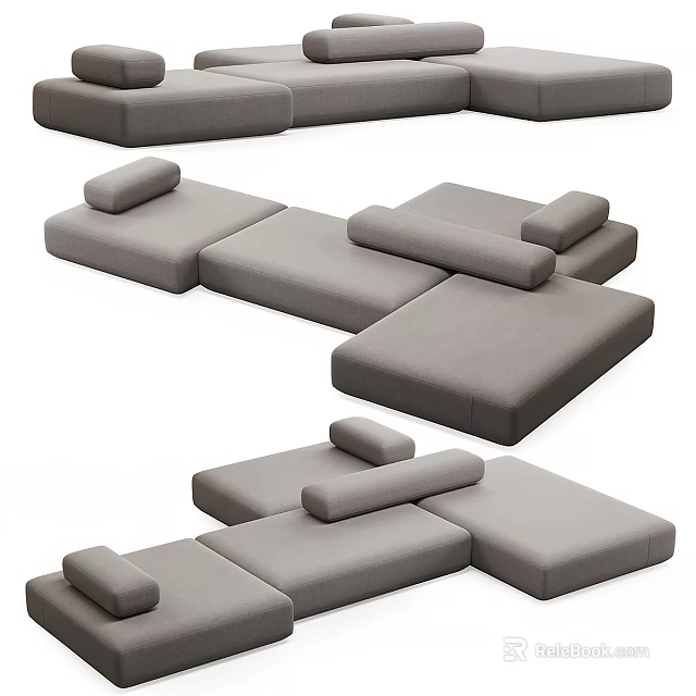 Modern Gray Modular Sectional Sofa With Various Configurations And Comfortable Modules 3d model