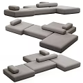 Modern Gray Modular Sectional Sofa With Various Configurations And Comfortable Modules 3d model