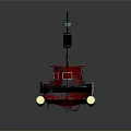Aerospace Launch Support Tugboat With Rusted Red Blue Hull And Reflective Lights
