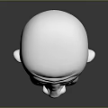 3D Game and Movie Character White Head with Red Eyes Long Ears Facial Wrinkles