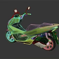 Green Modern Scooter Design With Black Seat And Shiny Wheels