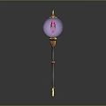 Elegant Enchanted Magic Staff Featuring Purple Orb With Pink Patterns And Golden Accents