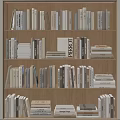 Wooden Bookshelf With Neatly Arranged Books Of Various Heights And Thicknesses