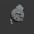 Wood Stone Broken Sphere Structure With Scattered Fragments And Textured Surface