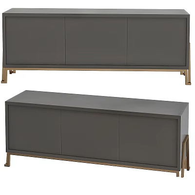Modern Gray Dresser with Golden Metal Legs Minimalist Design for Living Room Decor 3d model
