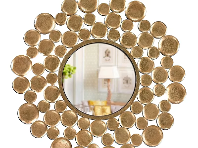 Decorative Round Mirror With Gold Circular Ornaments For Interior Decoration 3d model