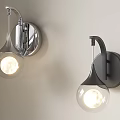 Modern Design Wall Lamps with Silver and Black Frames Transparent Globe Shades