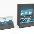 Modern Glass Display Cases With Black Bases Showcasing Exhibition Items