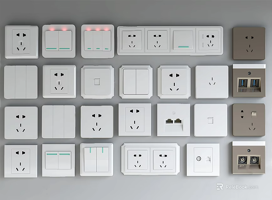 Various Types Of Functional Switch Panels With Different Designs For Home Use 3d model 
