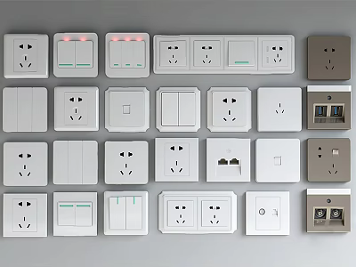 Various Types Of Functional Switch Panels With Different Designs For Home Use 3d model