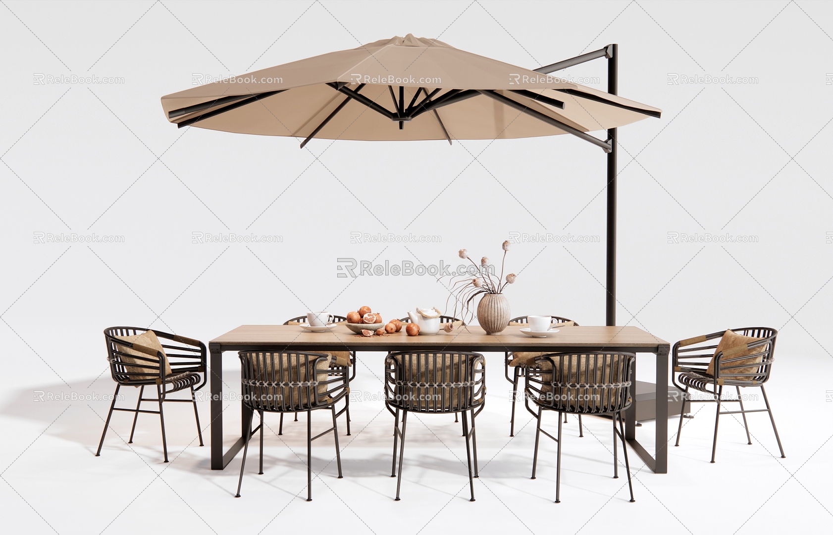 Outdoor Table and Chair Dining Table and Chair Outdoor Chair Iron Table and Chair 3d model