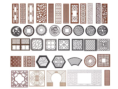 New Chinese-style openwork window carved openwork window 3d model