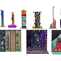 Colorful Kids Playground With Climbing Structures Maze Walls And Interactive Equipment