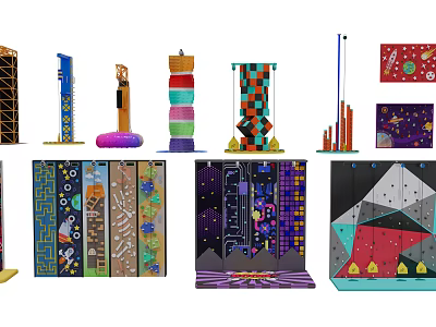 Colorful Kids Playground With Climbing Structures Maze Walls And Interactive Equipment 3d model