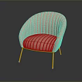 Cozy Pink Knitted Chair With Gold Metal Legs And Comfortable Design