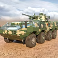 Military Armored Vehicle With Camouflage Paint 6x6 Wheel Drive Mounted Machine Gun For Desert Terrain