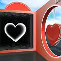 Photo Check In Spot Featuring Red Heart 3D Design Dream Life Text Blue Sky Background