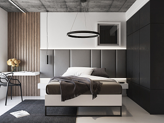 Modern background double bed high gray 3d model