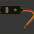 Black Servo Motor With Yellow Adjustment Knob And Colored Wires For Mechanical Use