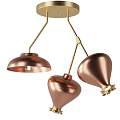 Modern Irregular Shaped Copper Pendant Lights With Unique Design For Interior Decoration 3d model